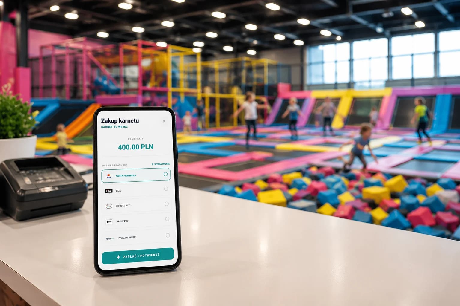 System rezerwacji dla parków trampolin — automatyczne sesje, urodziny i oświadczenia Zyko.pl